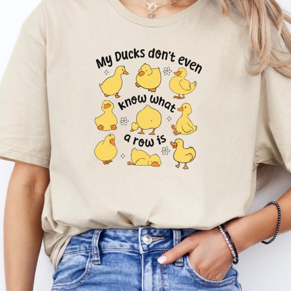 Ducks Not In A Row Softstyle Short Sleeve Shirt - Sand Color - Various Sizes - Picture 1 of 2